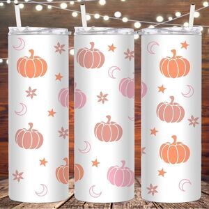 Pastel pumpkin metal insulated skinny tumbler